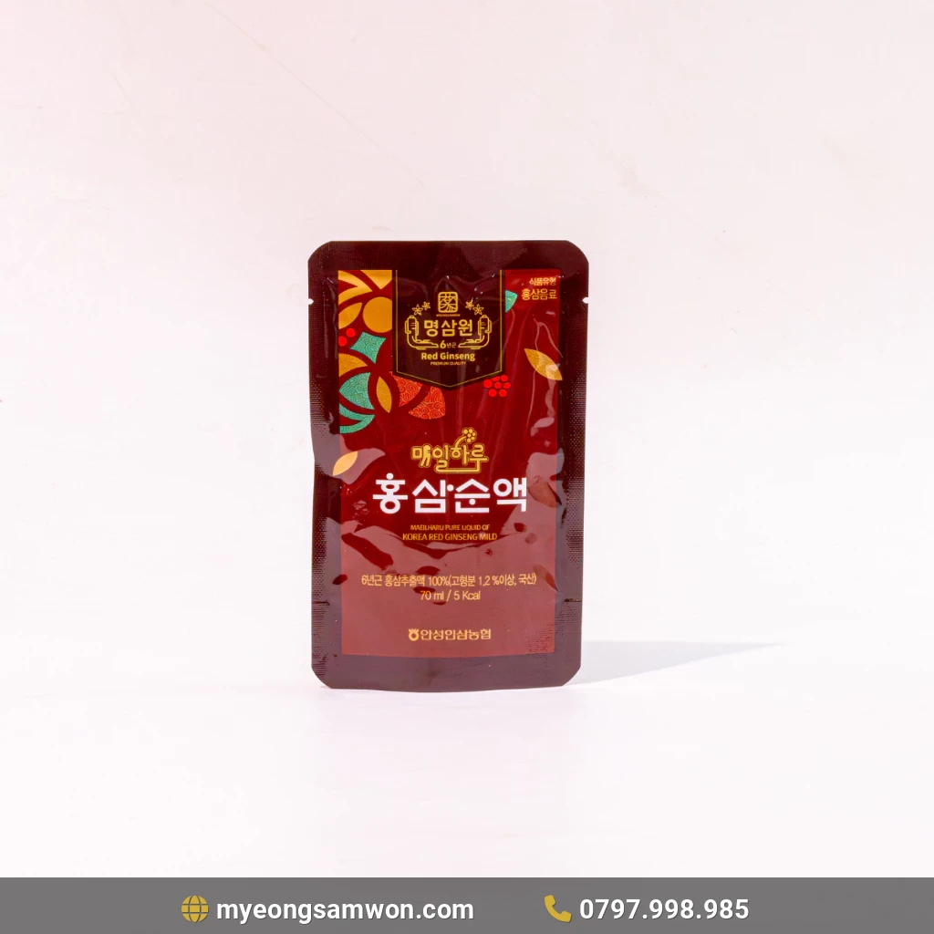Hình Ảnh Nước Hồng Sâm Nguyên Chất Myeong Samwon 70ml x 24 Gói - Hình ảnh chi tiết