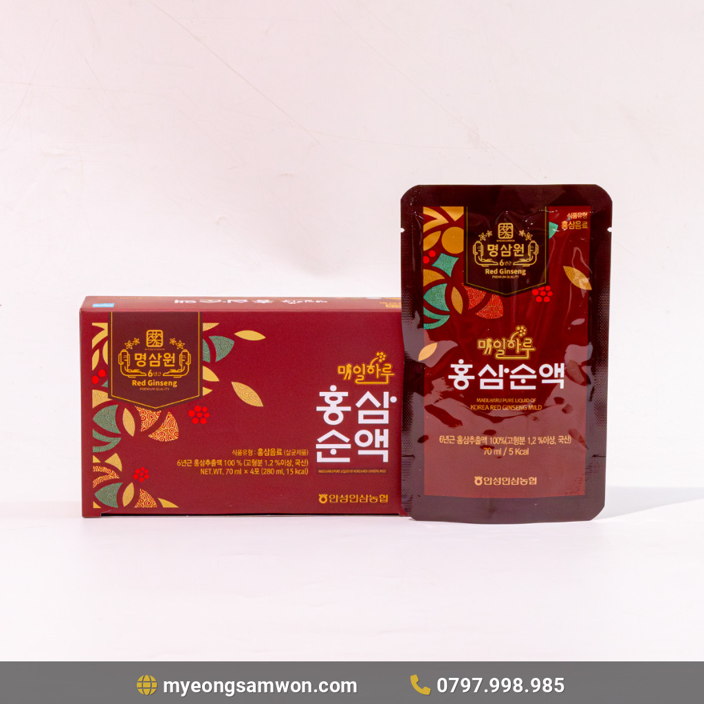 Hình Ảnh Nước Hồng Sâm Nguyên Chất Myeong Samwon 70ml x 24 Gói - Hình ảnh chi tiết